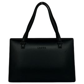 Loewe Vintage Logo Embossed Leather Handbag Black