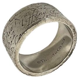 Autre Marque Anello a Fascia Tiffany Vintage Notes Argento