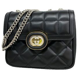 Bolsa de ombro Gucci em couro preto Preto