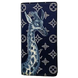 Louis Vuitton Monogram Savannah Portefeuille Plaza Long Wallet Azul marinho
