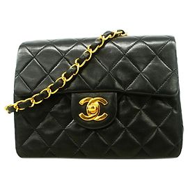 Sac à bandoulière Chanel Mini Matelassé avec chaîne Noir
