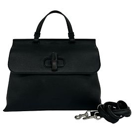 Borsa a tracolla 2 vie GUCCI Daily Bamboo in pelle Nero