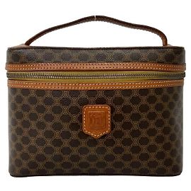 Céline Bolsa de mão em couro Celine Macadam Blazon Triomphe Pattern Marrom