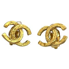 Chanel Vintage Coco Mark Gold Clip-On Ohrringe Golden