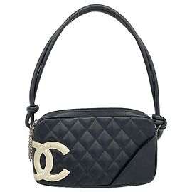 Borsa a tracolla Chanel Cambon in pelle di agnello Nero Bianco