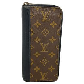 Louis Vuitton Monogram Macassar Zippy Wallet Brown Black
