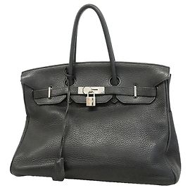 Hermès Hermes Birkin 35 Handbag in Black Taurillon Clemence Leather Black
