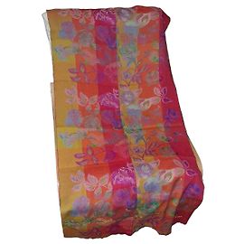 Bufanda de lana con flores multicolores Kenzo Rosa Roja Multicolor Verde Naranja Púrpura Amarillo