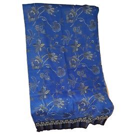 Kenzo Cachecol em 75% lã e viscose azul com padrão floral Marrom Azul Cinza