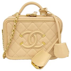 Chanel CC Filigree Chain Schultertasche Beige