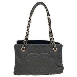 Bolso Tote Chanel de piel de becerro granulada negra Negro
