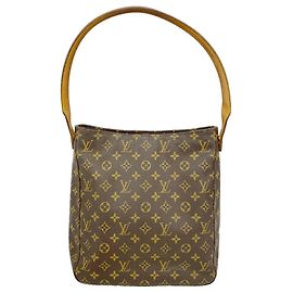 Sac à épaule Louis Vuitton Monogram Looping GM Marron