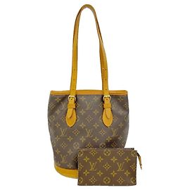 Louis Vuitton Monogram Bucket PM Tote Bag Brown