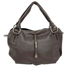 Céline Sac Tote en cuir Celine Marron foncé
