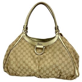 Gucci Tote Bag GG Canvas Abbey Beige Golden