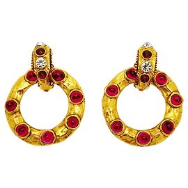 Chanel Gold and Red Clip Earrings Red Golden