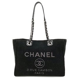 Borsa Tote Chanel Deauville Line Medium Tote MM Marrone Nero