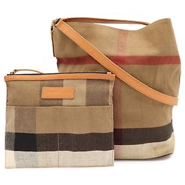 Burberry Ashby Medium Hobo Nova Check Shoulder Bag Brown Black Red