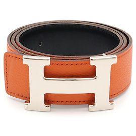 Hermès Cinturón Hermes H-Belt Constance Reversible Negro Naranja