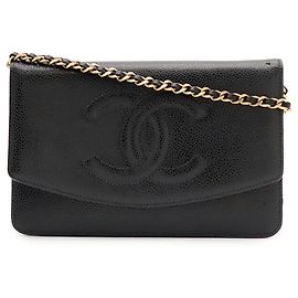 Bolso de hombro con cadena Chanel Coco Mark Wallet Negro