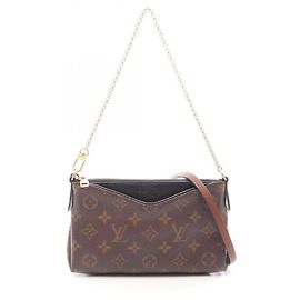 Louis Vuitton Pallas Clutch 2-Way Handbag Brown Black