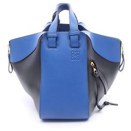 Sac à main en cuir Loewe Hammock Small Noir Bleu