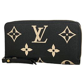 Louis Vuitton Monogram Empreinte Bicolor Zippy Wallet Schwarz Beige