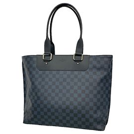 Borsa Louis Vuitton Damier Cobalt Cabas Voyage Nero Blu navy