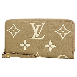 Portefeuille Zippy Louis Vuitton Monogram Empreinte Bicolor Gris Écru