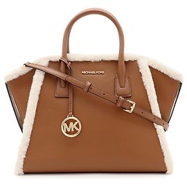 Borsa Satchel Michael Kors Avril Top Zip Marrone Bianco