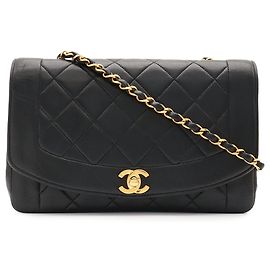 Borsa a tracolla Chanel Diana 22 Matelassé Coco Mark Chain Nero