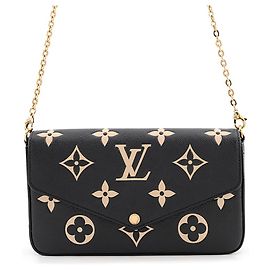 Carteira com Corrente Louis Vuitton - Bicolor Monogram Empreinte Preto Bege