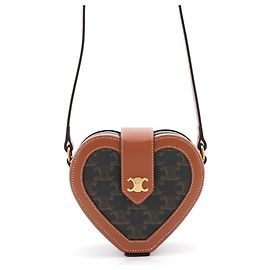 Céline Bolsa de Ombro em Couro Celine Triomphe Heart Outro