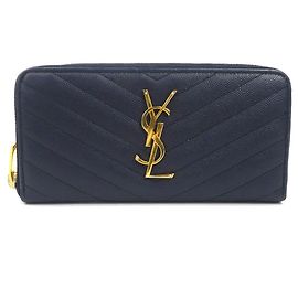 Autre Marque Cartera larga de piel azul marino Saint Laurent Azul marino