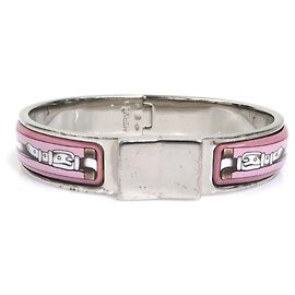 Hermès Brazalete Rígido Hermes Clic Clac Plata Rosa