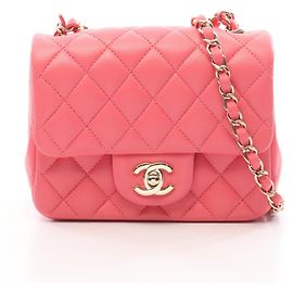 Sac à épaule Chanel Mini Matelassé Rose Rose