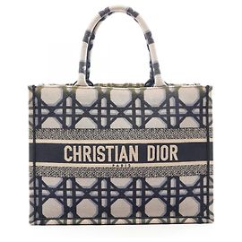 Borsa Christian Dior Dior Book Tote Beige Blu navy