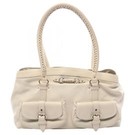 Christian Dior Ivory Leather Shoulder Bag Cream