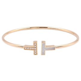 Autre Marque Tiffany & Co. T-Wire Diamond Shell Bangle Brown Golden Other