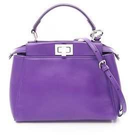 Bolsa Fendi Mini Peekaboo 2-Way em couro roxo Roxo