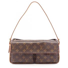 Louis Vuitton Vivacite MM Monogram Shoulder Handbag Brown