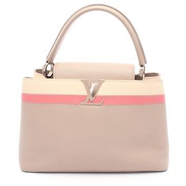 Louis Vuitton Capucines MM Handbag Pink Beige Cream