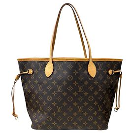 Louis Vuitton Neverfull MM Monogram Tote Bag Braun