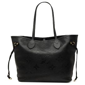 Louis Vuitton Black Monogram Giant Empreinte Neverfull MM Nero