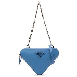 Bolso Prada Blue Mini Saffiano Lux Double Triangle Satchel Azul