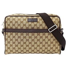 Gucci Beige Brown GG Canvas Shoulder Bag Brown