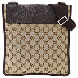 Borsa a mano Gucci in tela GG beige e marrone Marrone