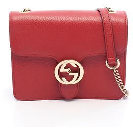 Borsa a tracolla Gucci Interlocking G in pelle rossa Rosso