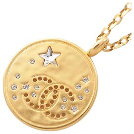 Collar de moneda Chanel Coco Mark Star Dorado Otro