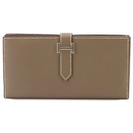 Hermès Hermes Bearn Soufflet Lange Geldbörse Taupe